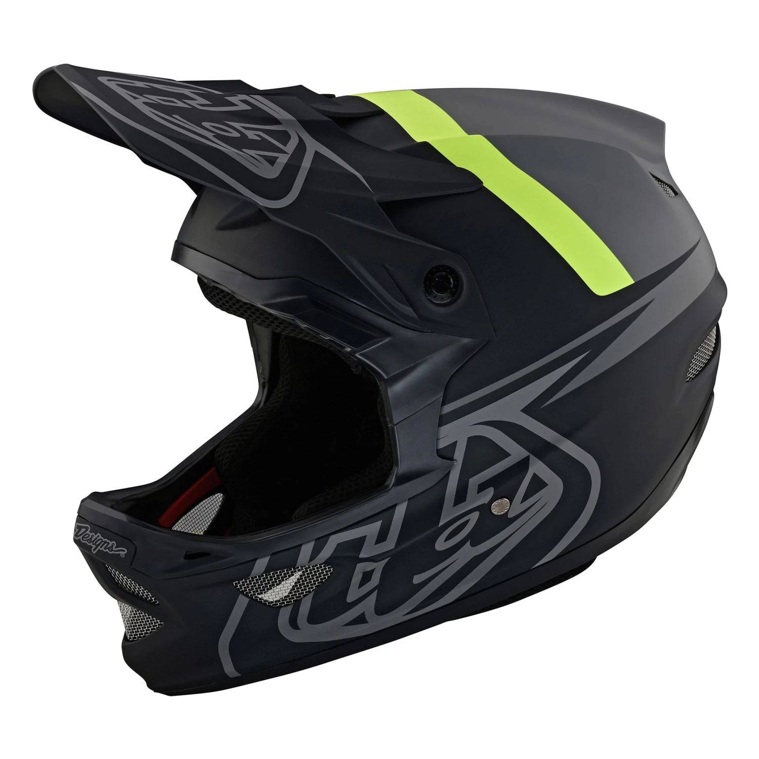 Troy Lee Designs D3 Fiberlite Full Face Helmet In Volt Flo Yellow - Image 3