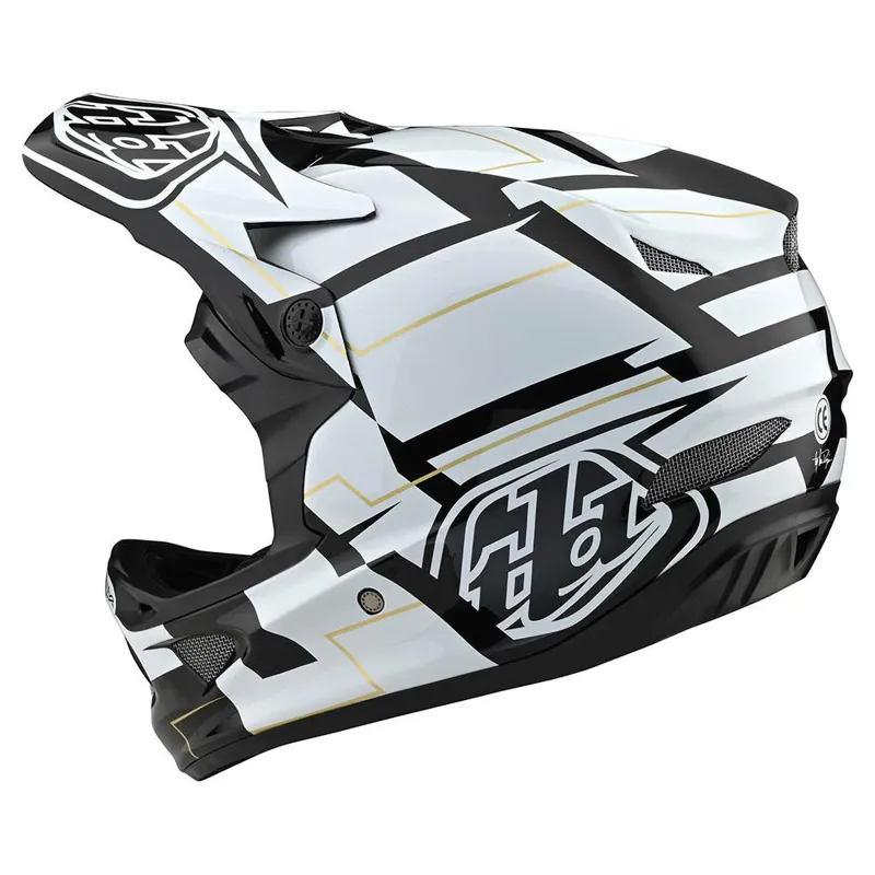 2021 Troy Lee Designs D3 Fiberlite Helmet In Black And White - Image 3