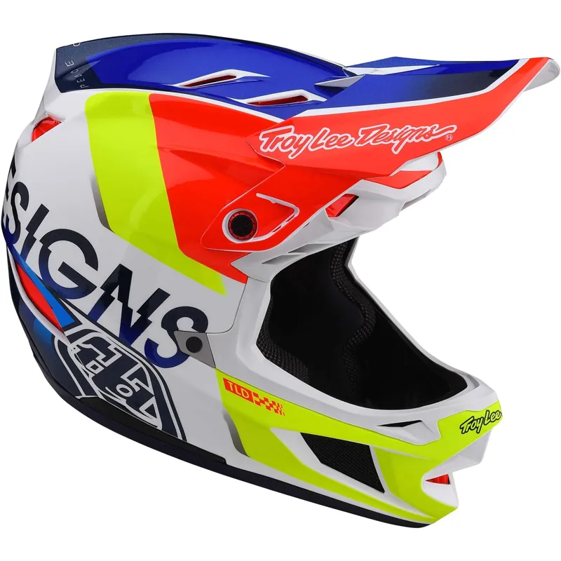 Troy Lee Designs D4 Composite Full Face Helmet In White/Blue
