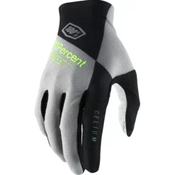 100% Celium Full Finger Mountain Bike Gloves In Vapor And Lime