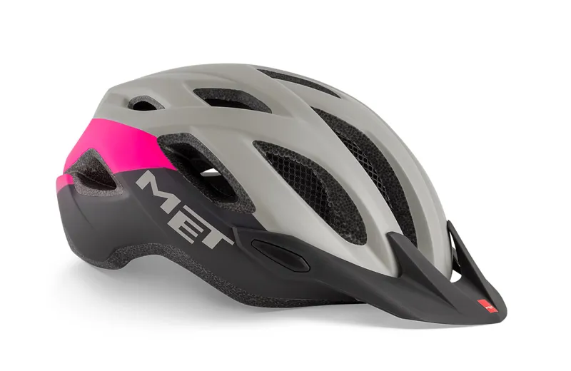 MET Crossover Helmet In Grey And Pink - Medium