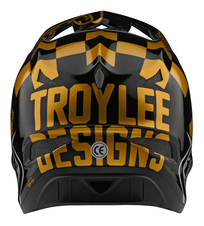 Troy Lee Designs D3 Fiberlite Raceshop Helmet In Black And Gold - Image 4