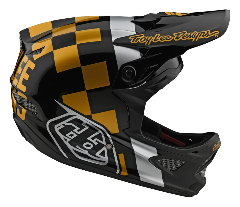 Troy Lee Designs D3 Fiberlite Raceshop Helmet In Black And Gold - Image 5