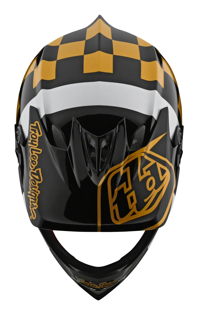 Troy Lee Designs D3 Fiberlite Raceshop Helmet In Black And Gold